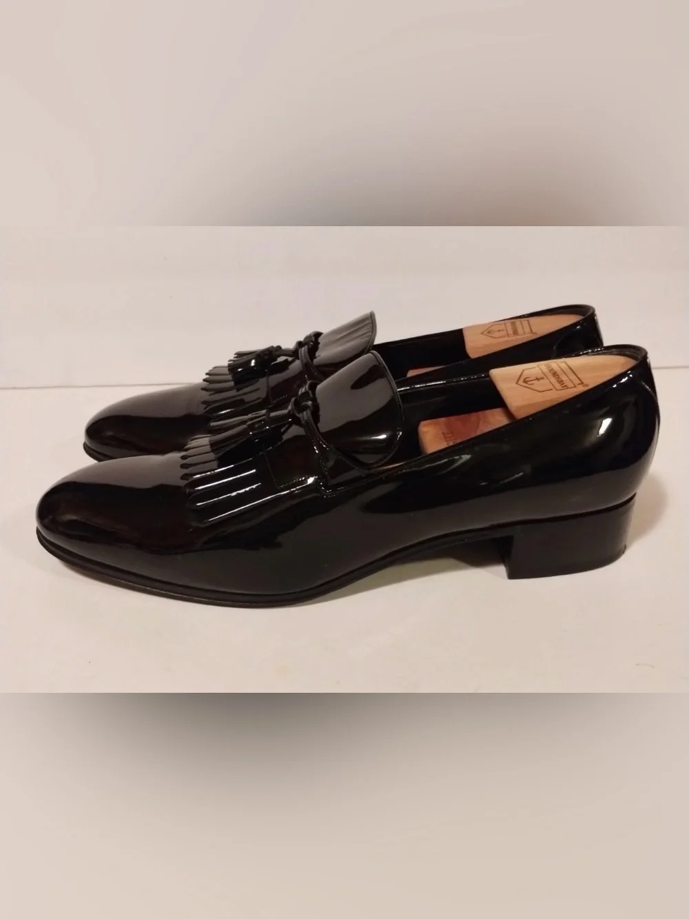 Authentic Men's Gucci Black Patent Leather Tassel Loafers 714681 Size 12.